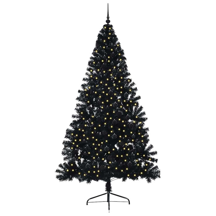 Pom de Crăciun artificial pre-iluminat Negru 240 cm PVC WALTI