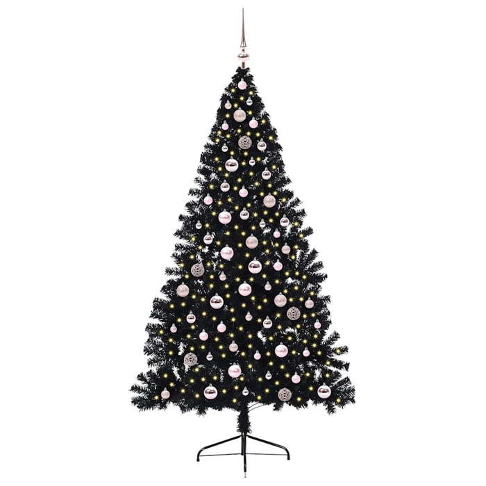 Pom de Crăciun artificial pre-iluminat Negru 240 cm PVC WALTI