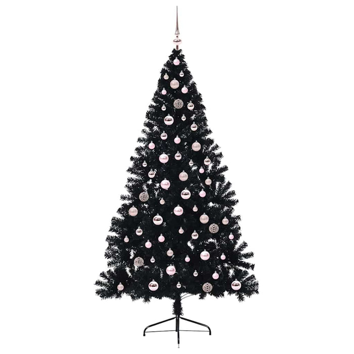 Pom de Crăciun artificial pre-iluminat Negru 240 cm PVC WALTI