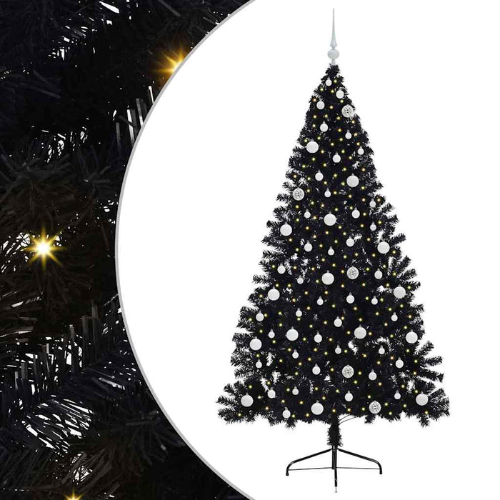Pom de Crăciun artificial pre-iluminat Negru 240 cm PVC WALTI