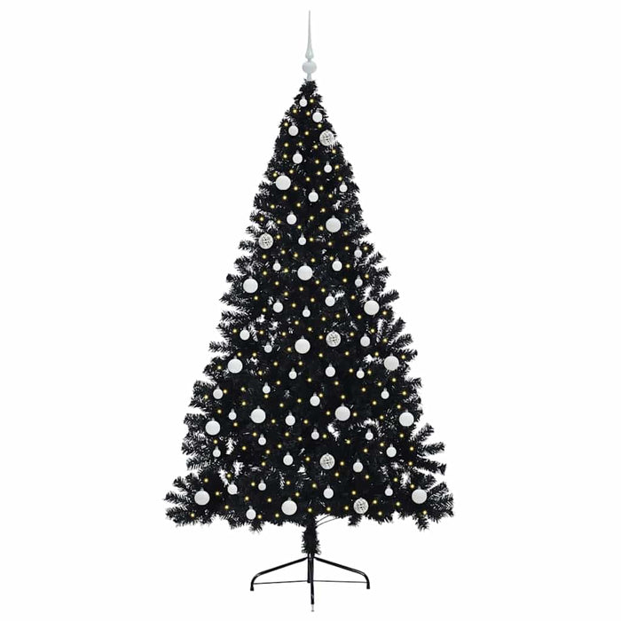Pom de Crăciun artificial pre-iluminat Negru 240 cm PVC WALTI