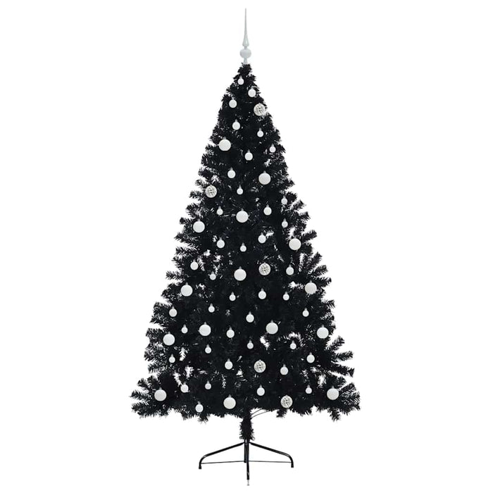 Pom de Crăciun artificial pre-iluminat Negru 240 cm PVC WALTI