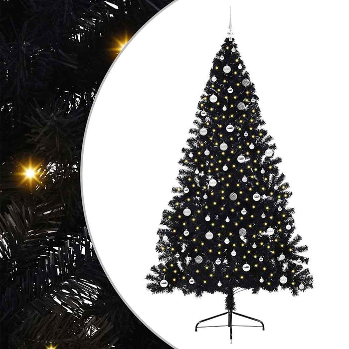 Pom de Crăciun artificial pre-iluminat Negru 240 cm PVC WALTI
