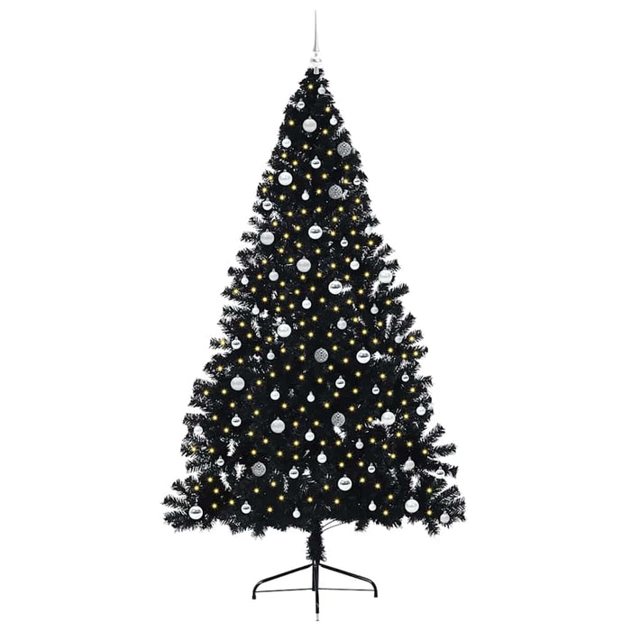 Pom de Crăciun artificial pre-iluminat Negru 240 cm PVC WALTI