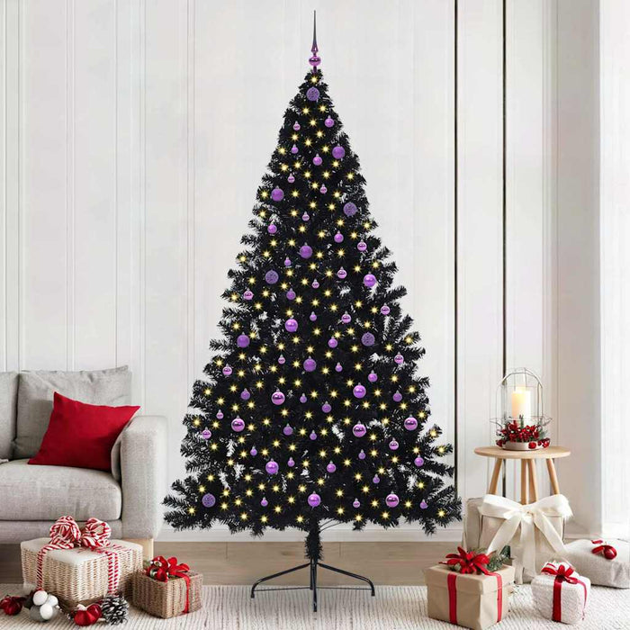 Pom de Crăciun artificial pre-iluminat Negru 240 cm PVC WALTI