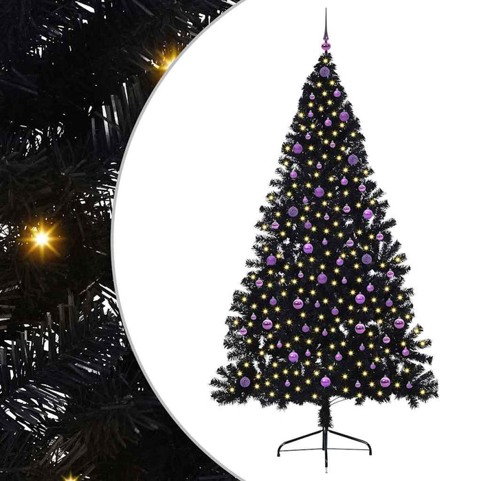 Pom de Crăciun artificial pre-iluminat Negru 240 cm PVC WALTI