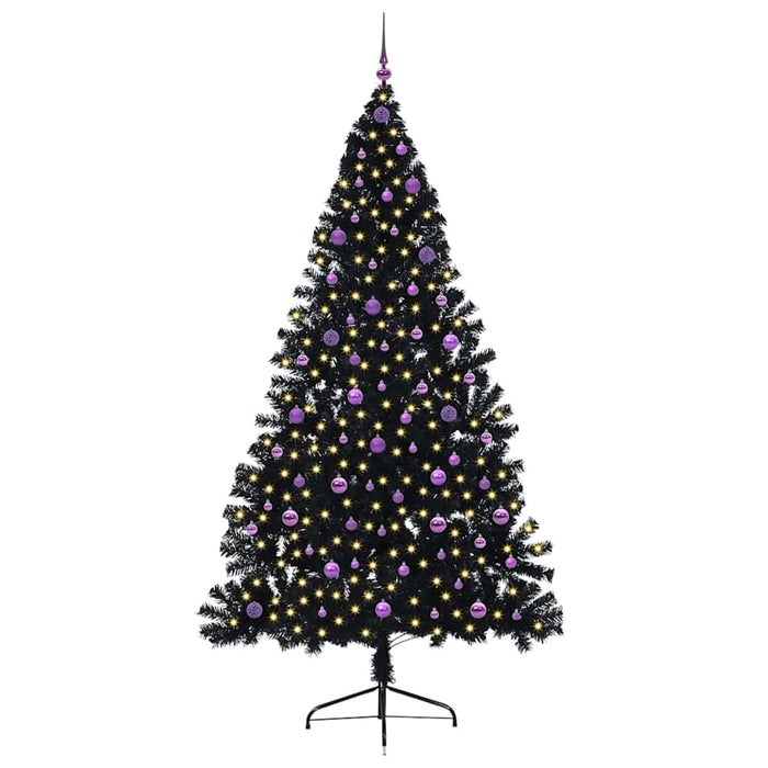 Pom de Crăciun artificial pre-iluminat Negru 240 cm PVC WALTI