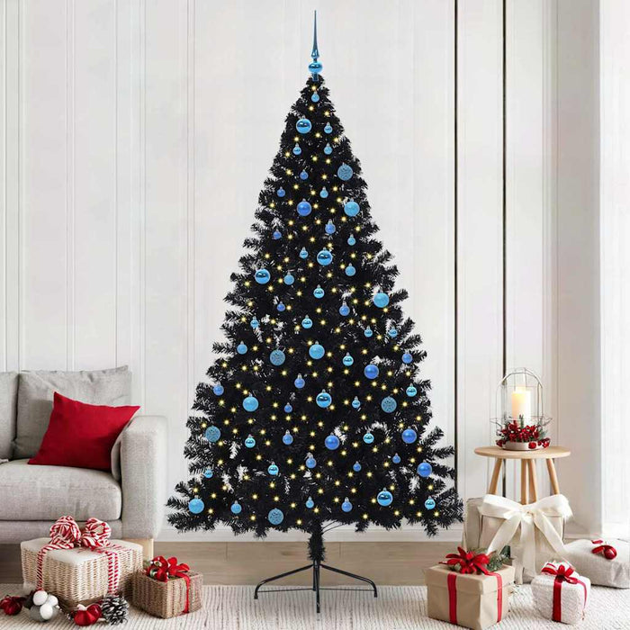 Pom de Crăciun artificial pre-iluminat Negru 240 cm PVC WALTI