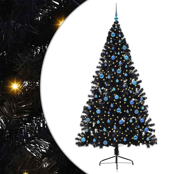 Pom de Crăciun artificial pre-iluminat Negru 240 cm PVC WALTI