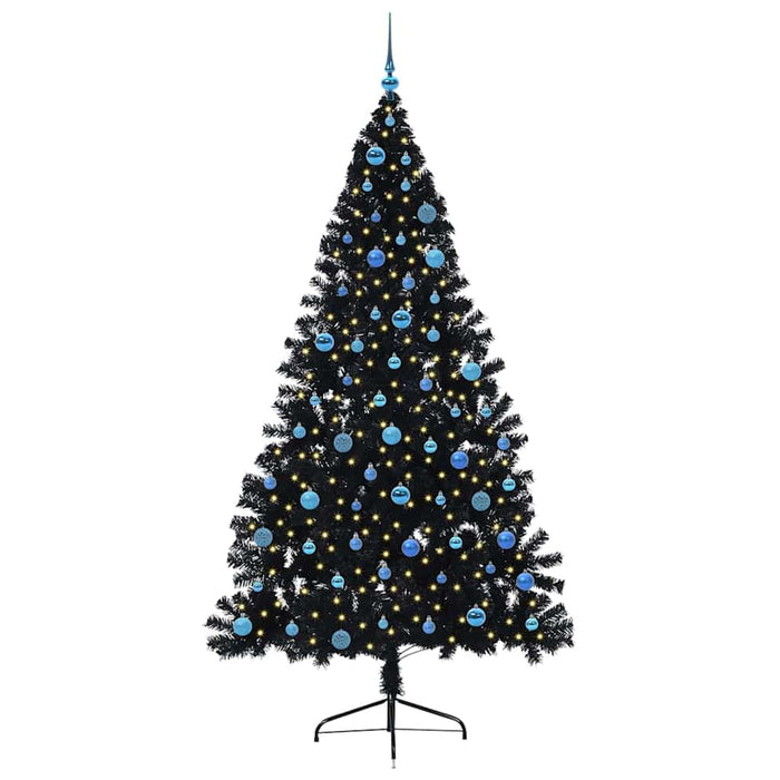 Pom de Crăciun artificial pre-iluminat Negru 240 cm PVC WALTI