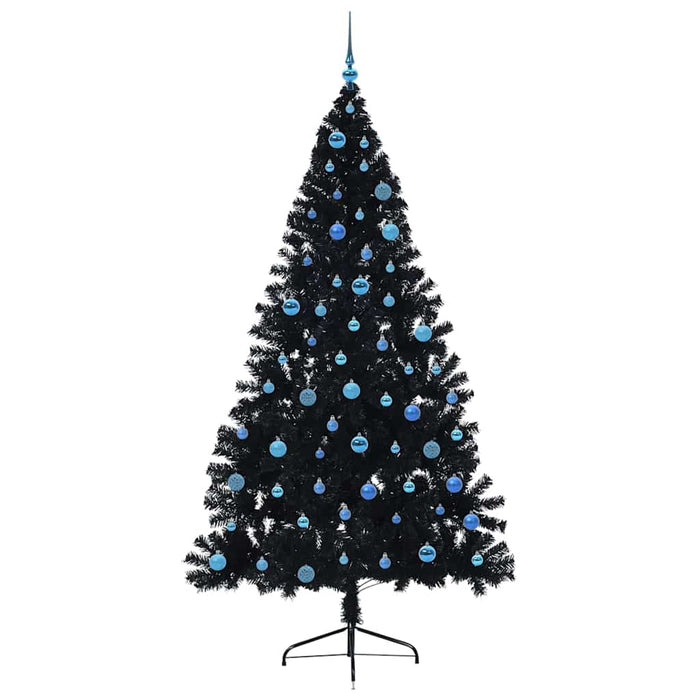 Pom de Crăciun artificial pre-iluminat Negru 240 cm PVC WALTI