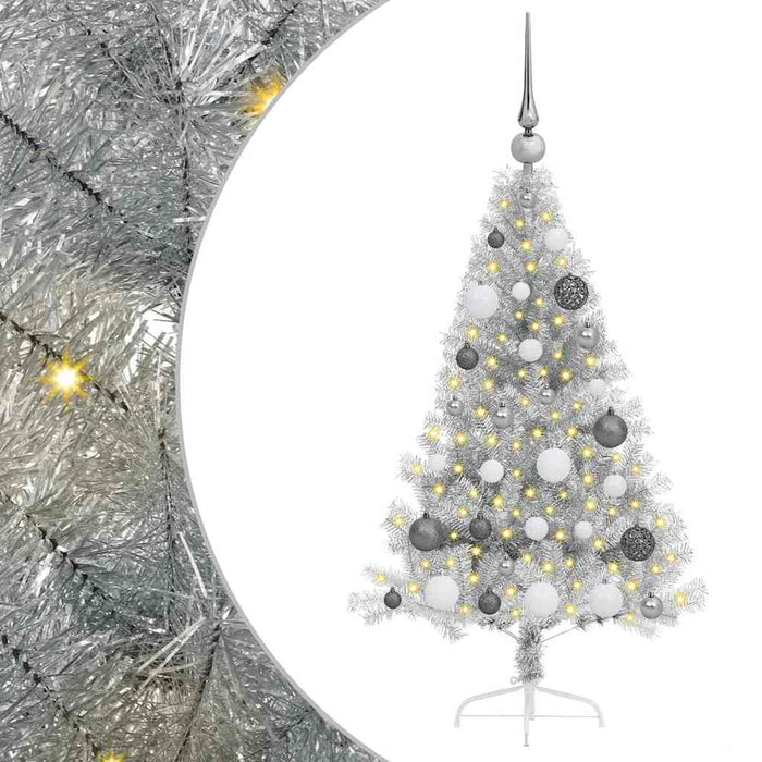 Pom de Crăciun artificial pre-iluminat Argintiu 120 cm PET - WALTI WALTI