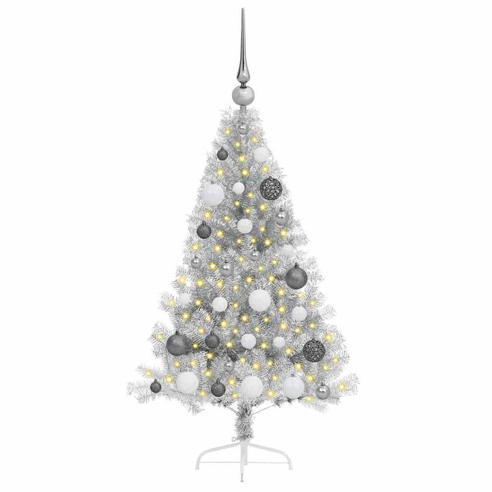 Pom de Crăciun artificial pre-iluminat Argintiu 120 cm PET - WALTI WALTI