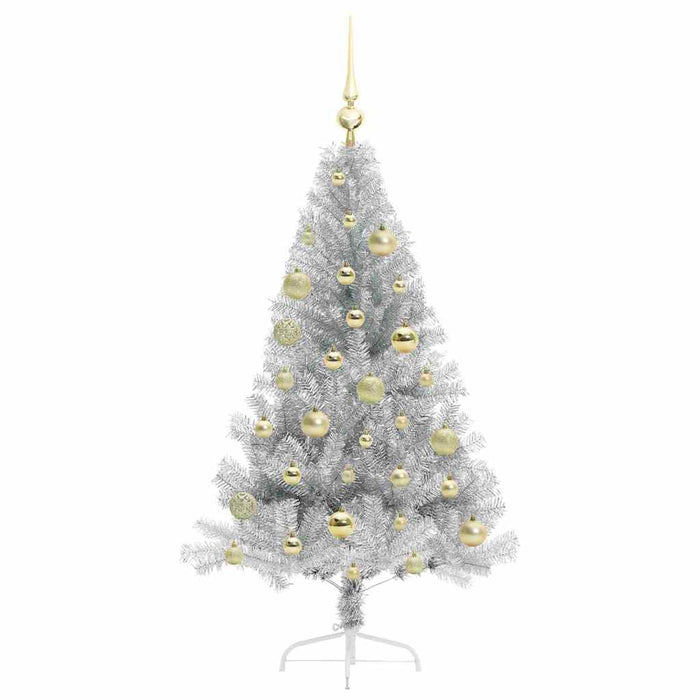 Pom de Crăciun artificial pre-iluminat Argintiu 120 cm PET WALTI