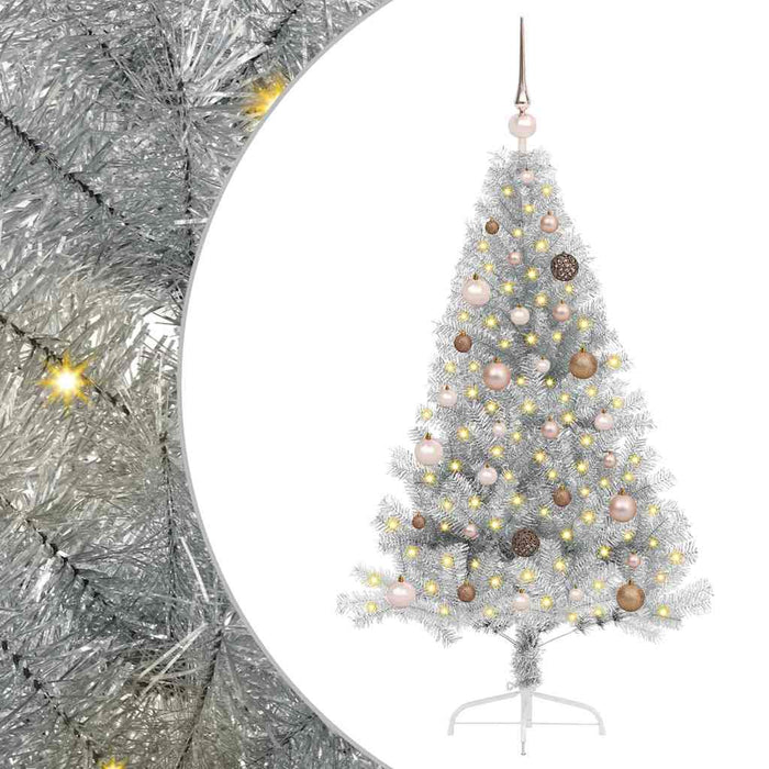 Pom de Crăciun artificial pre-iluminat Argintiu 150 cm PET WALTI
