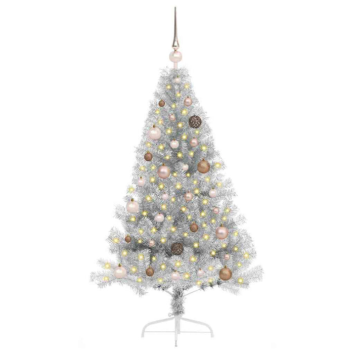 Pom de Crăciun artificial pre-iluminat Argintiu 150 cm PET WALTI