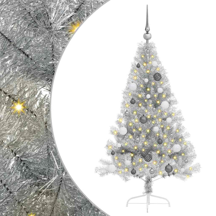 Pom de Crăciun artificial pre-iluminat Argintiu 150 cm PET WALTI
