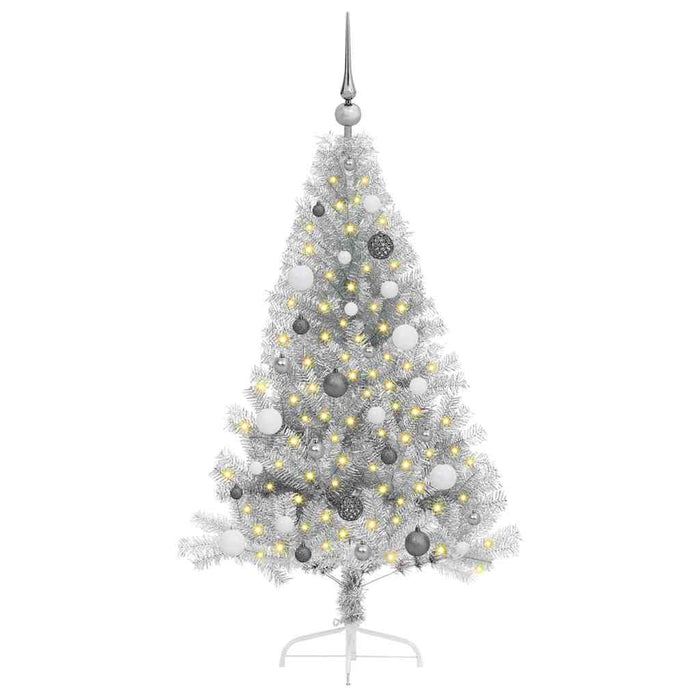 Pom de Crăciun artificial pre-iluminat Argintiu 150 cm PET WALTI