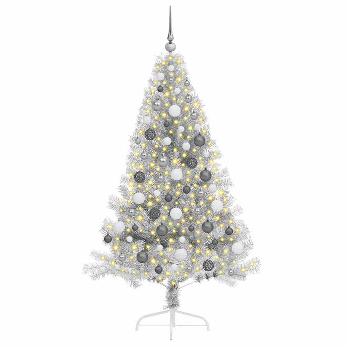 Pom de Crăciun artificial pre-iluminat Argintiu 180 cm PET WALTI