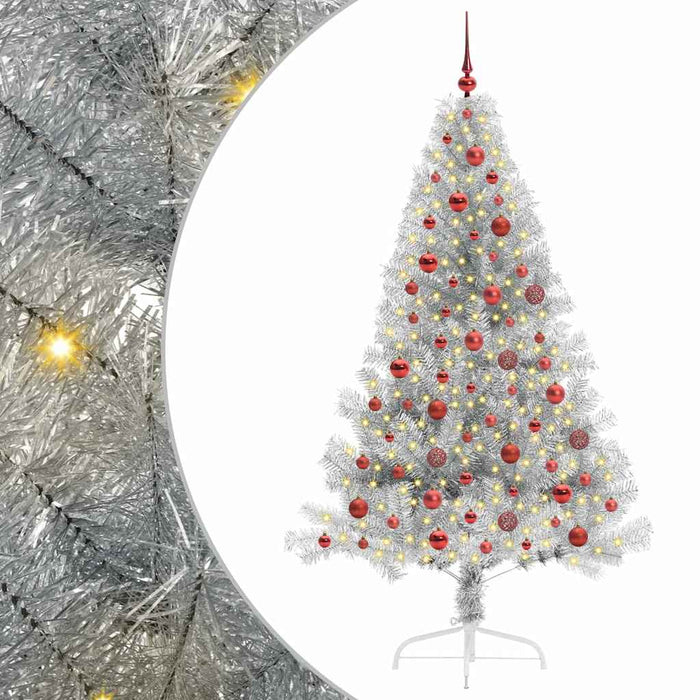 Pom de Crăciun artificial pre-iluminat Argintiu 180 cm PET - WALTI WALTI
