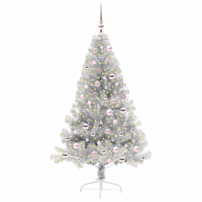 Pom de Crăciun artificial pre-iluminat Argintiu 180 cm PET WALTI