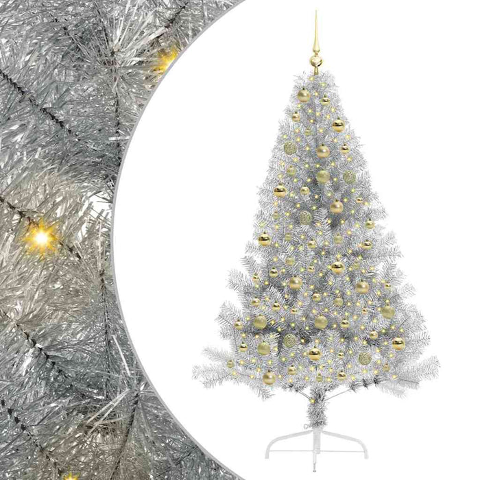 Pom de Crăciun artificial pre-iluminat Argintiu 180 cm PET - WALTI WALTI