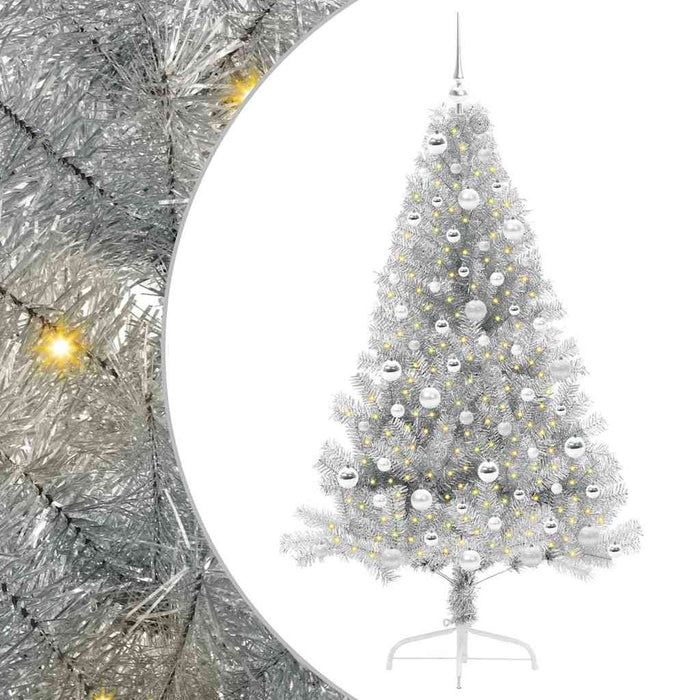 Pom de Crăciun artificial pre-iluminat Argintiu 180 cm PET - WALTI WALTI