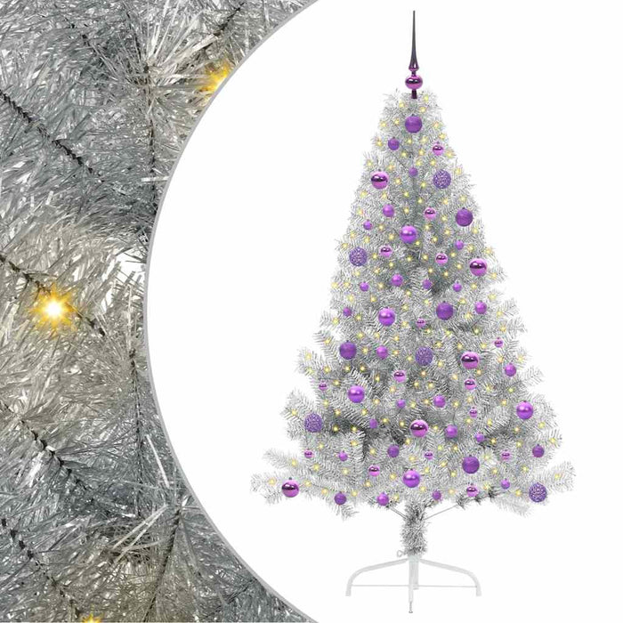 Pom de Crăciun artificial pre-iluminat Argintiu 180 cm PET WALTI