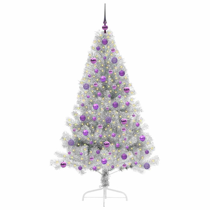 Pom de Crăciun artificial pre-iluminat Argintiu 180 cm PET WALTI