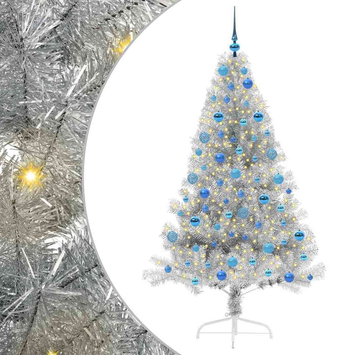 Pom de Crăciun artificial pre-iluminat Argintiu 180 cm PET WALTI