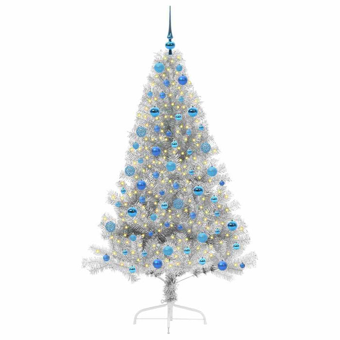 Pom de Crăciun artificial pre-iluminat Argintiu 180 cm PET WALTI