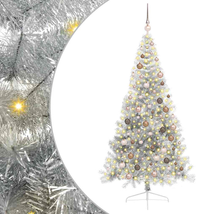 Pom de Crăciun artificial pre-iluminat Argintiu 210 cm PET WALTI