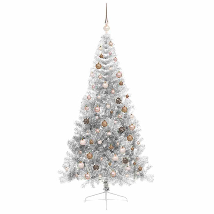 Pom de Crăciun artificial pre-iluminat Argintiu 210 cm PET WALTI