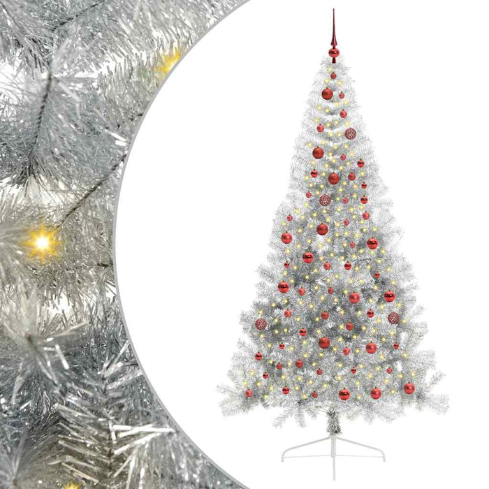 Pom de Crăciun artificial pre-iluminat Argintiu 210 cm PET - WALTI WALTI