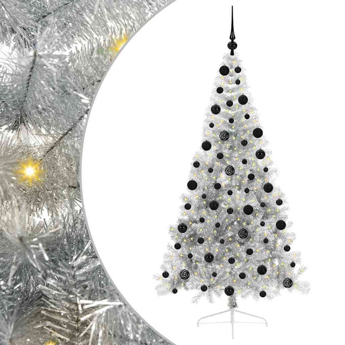 Pom de Crăciun artificial pre-iluminat Argintiu 210 cm PET - WALTI WALTI