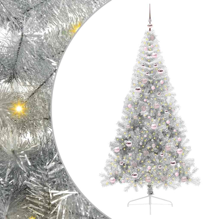 Pom de Crăciun artificial pre-iluminat Argintiu 210 cm PET - WALTI WALTI