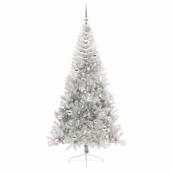 Pom de Crăciun artificial pre-iluminat Argintiu 210 cm PET - WALTI WALTI