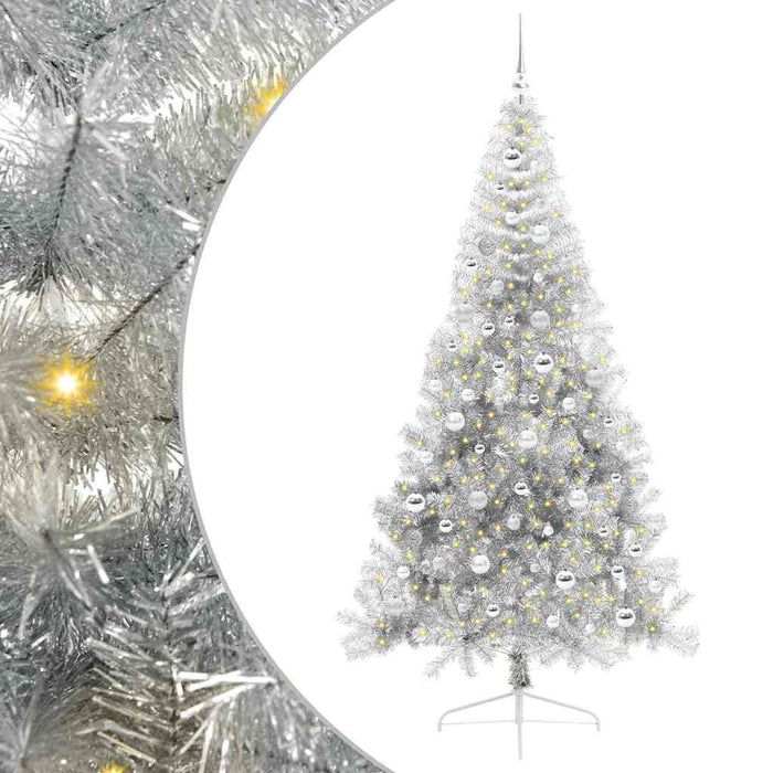 Pom de Crăciun artificial pre-iluminat Argintiu 210 cm PET - WALTI WALTI