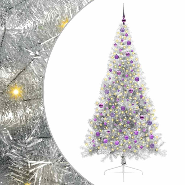 Pom de Crăciun artificial pre-iluminat Argintiu 210 cm PET - WALTI WALTI