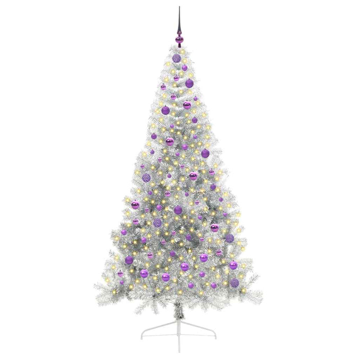 Pom de Crăciun artificial pre-iluminat Argintiu 210 cm PET - WALTI WALTI