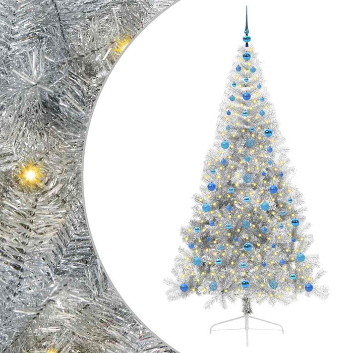 Pom de Crăciun artificial pre-iluminat Argintiu 210 cm PET - WALTI WALTI