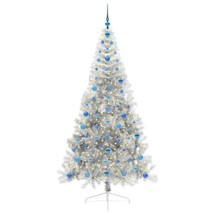 Pom de Crăciun artificial pre-iluminat Argintiu 210 cm PET - WALTI WALTI