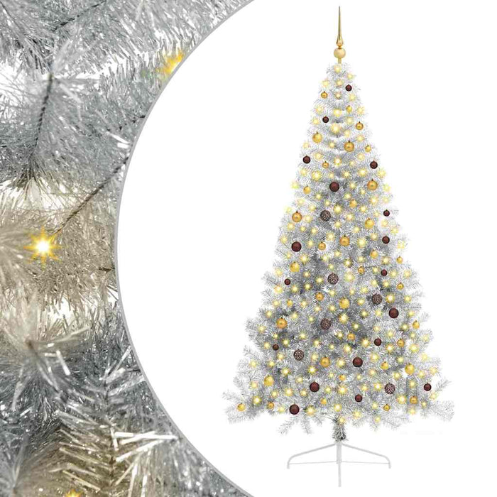 Pom de Crăciun artificial pre-iluminat Argintiu 240 cm PET WALTI