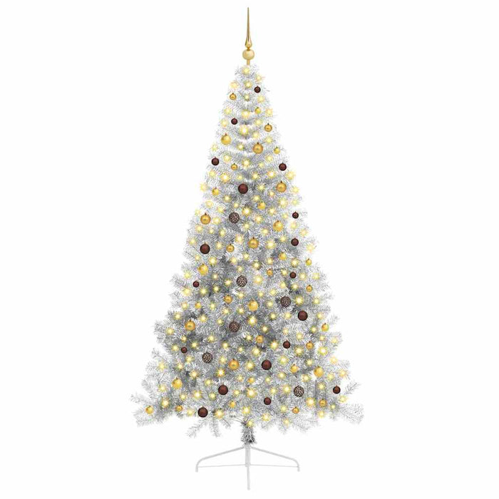 Pom de Crăciun artificial pre-iluminat Argintiu 240 cm PET WALTI