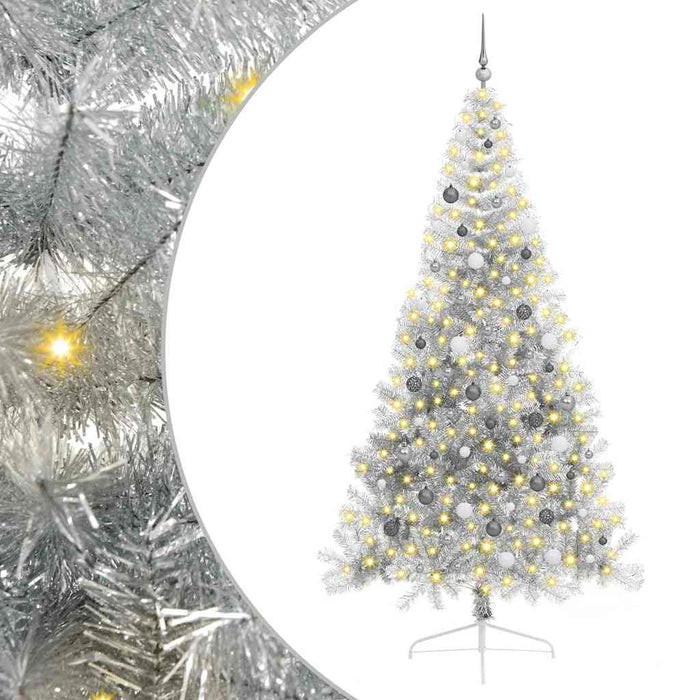 Pom de Crăciun artificial pre-iluminat Argintiu 240 cm PET - WALTI WALTI