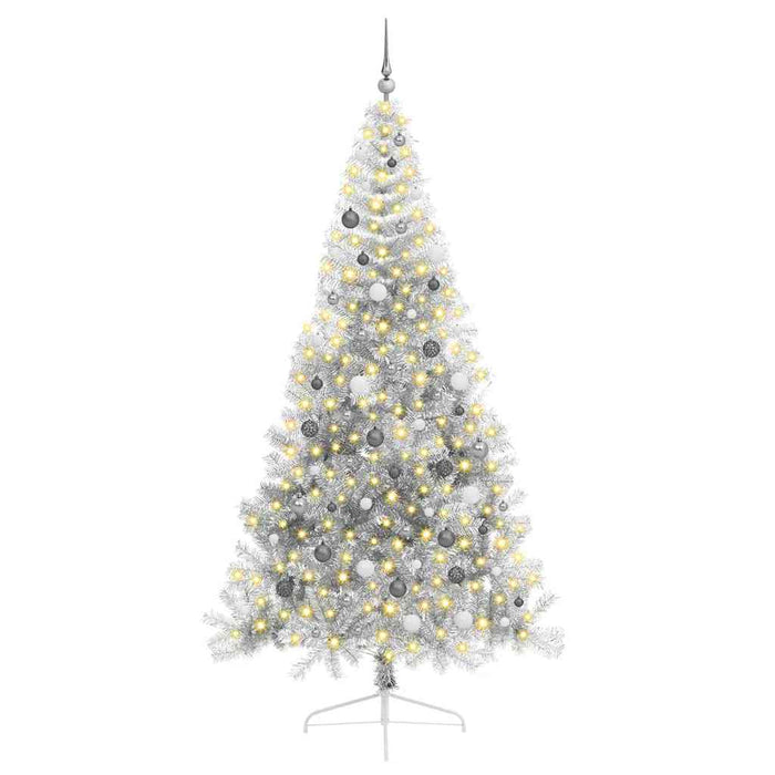 Pom de Crăciun artificial pre-iluminat Argintiu 240 cm PET - WALTI WALTI