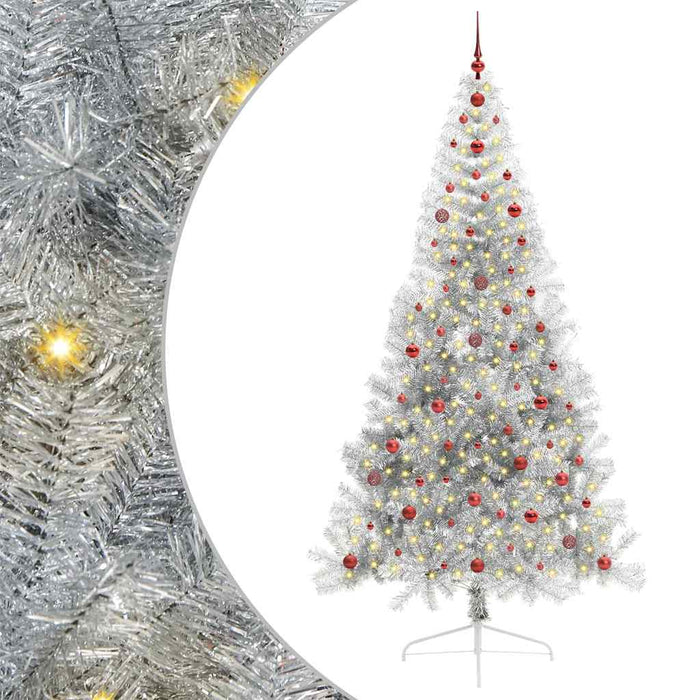 Pom de Crăciun artificial pre-iluminat Argintiu 240 cm PET - WALTI WALTI
