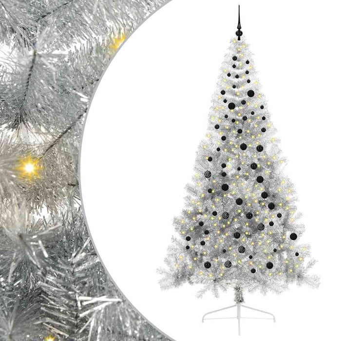 Pom de Crăciun artificial pre-iluminat Argintiu 240 cm PET - WALTI WALTI