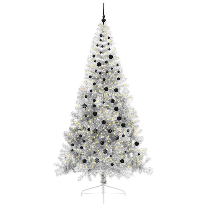 Pom de Crăciun artificial pre-iluminat Argintiu 240 cm PET - WALTI WALTI