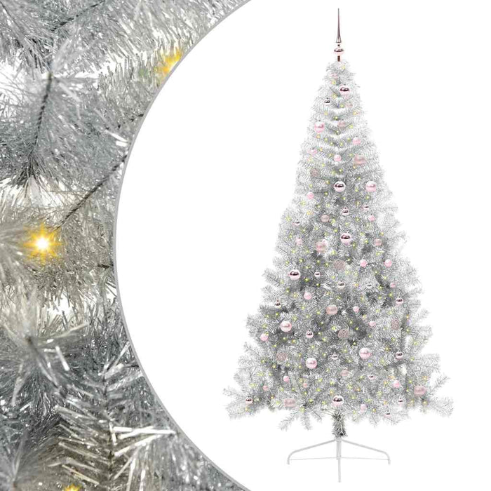 Pom de Crăciun artificial pre-iluminat Argintiu 240 cm PET - WALTI WALTI